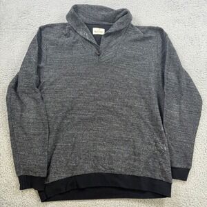 Marine Layer Men Shawl Collar Pullover Sweater Heathered Gray Button Neck Large